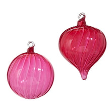 Load image into Gallery viewer, FUSCHIA SWIRL GLASS ORNAMENTS
