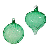 Load image into Gallery viewer, GREEN SWIRL GLASS ORNAMENTS
